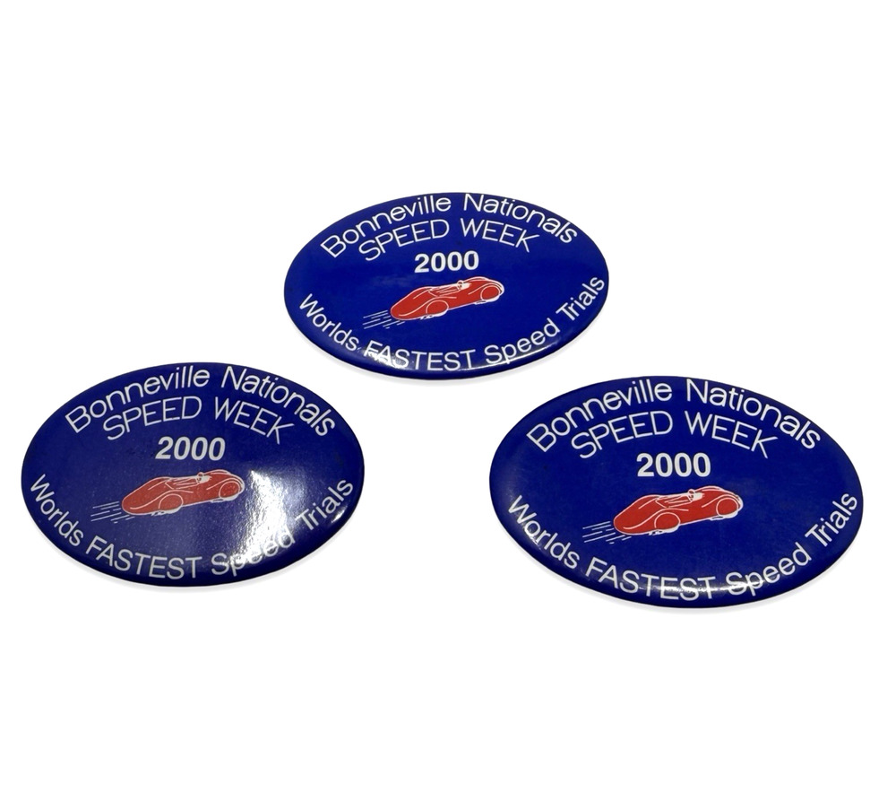 Lot of 3 Bonneville Nationals Speed Week 2000 Pinback Buttons Worlds Fastest